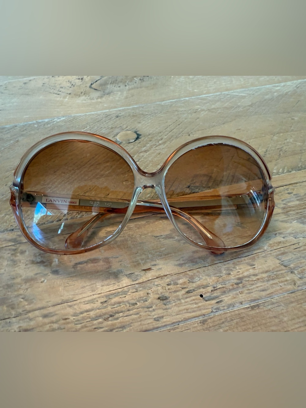 Lanvin Oversized Round Sunglasses in Translucent Brown 1980’s